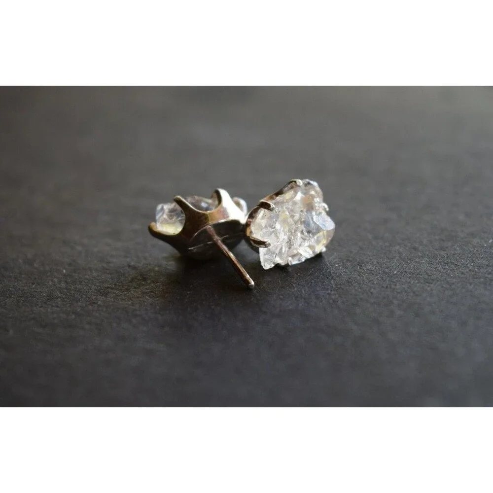 Lake County diamond earrings, 925 sterling silver, raw gemstones